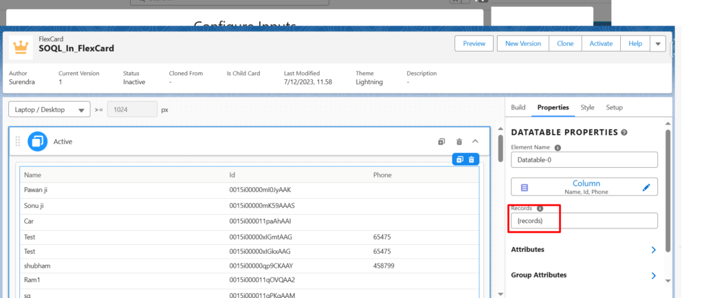 Select data table for show record in table format