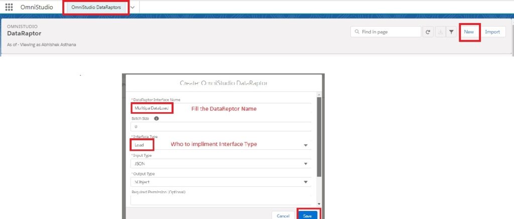 Create DataReptor and fill the Name & Interface Type